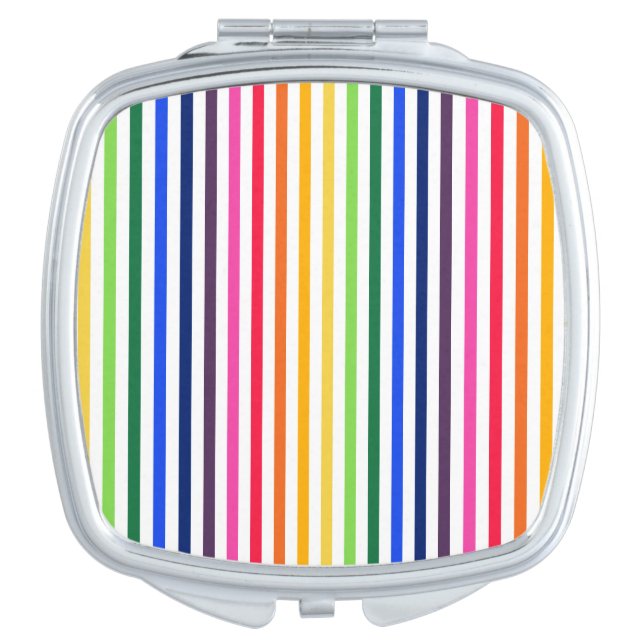 Rainbow and white stripes compact mirror (Front)
