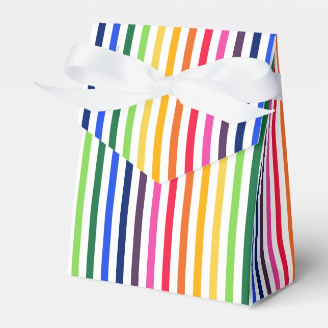 Rainbow and white stripes favor boxes (Front Side)