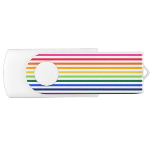 Rainbow and white stripes flash drive