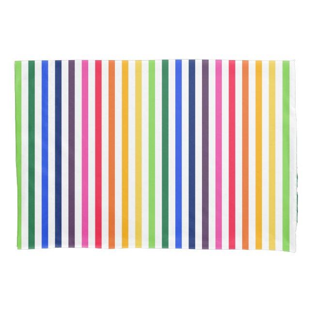 Rainbow and white stripes pillow case (Front)