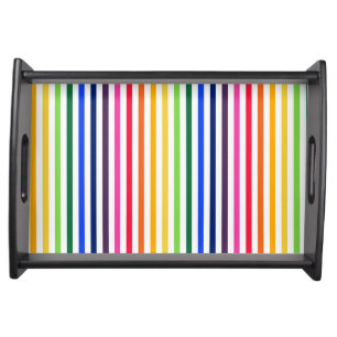 Rainbow and white stripes serving tray