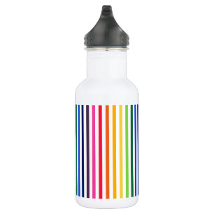 Rainbow and white stripes stainless steel water bottle