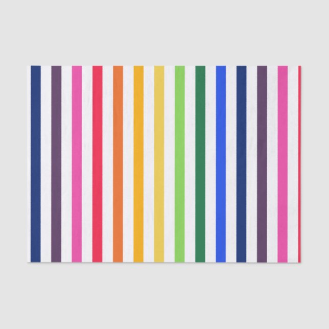 Rainbow and white stripes tissue paper (Front)