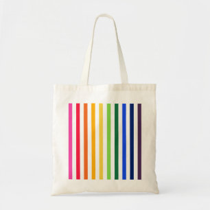 Rainbow and white stripes tote bag