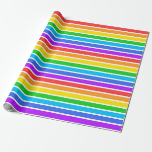 Rainbow and White Stripes Wrapping Paper