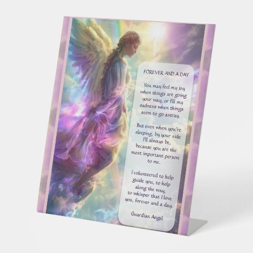 Rainbow Angel and Poem Pedestal Sign
