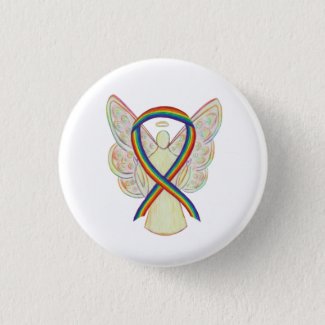 Rainbow Angel Awareness Ribbon Custom Art Pins
