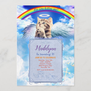 Rainbow Angel Cat Angelic Invitation