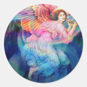 Rainbow Angel Classic Round Sticker