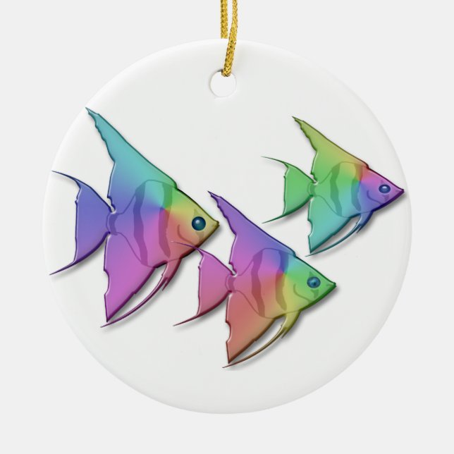 Rainbow Angel Fish Ceramic Ornament (Front)