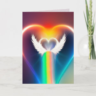 Rainbow Angel Heart Greeting/Note Card