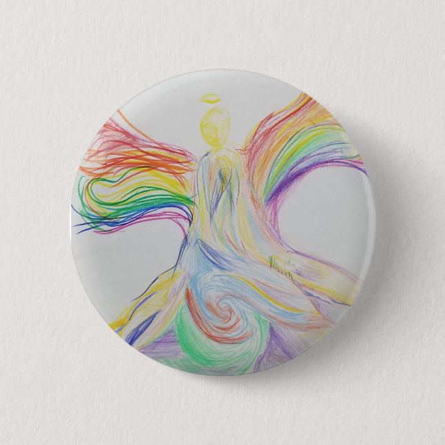 rainbow angel pinback button (Front)