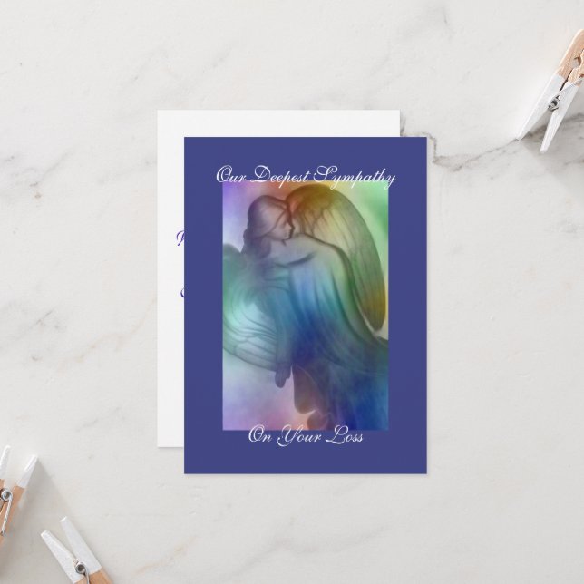 Rainbow Angel Sympathy Card (Front/Back In Situ)