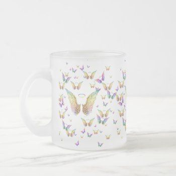 Rainbow Angel Wings And Halos Frosted Glass Coffee Mug by AmelianAngels at Zazzle
