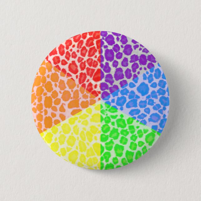 Rainbow Angles Leopard Pattern Pinback Button (Front)