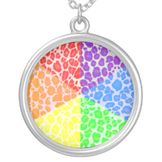 Rainbow Angles Leopard Pattern Silver Plated Necklace