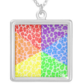 Rainbow Angles Leopard Pattern Silver Plated Necklace