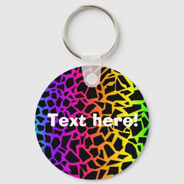 Rainbow animal print keychain (Front)