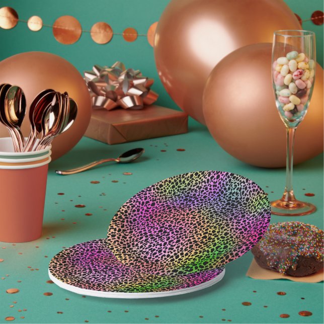 Rainbow Animal Print Paper Plates (Multi)