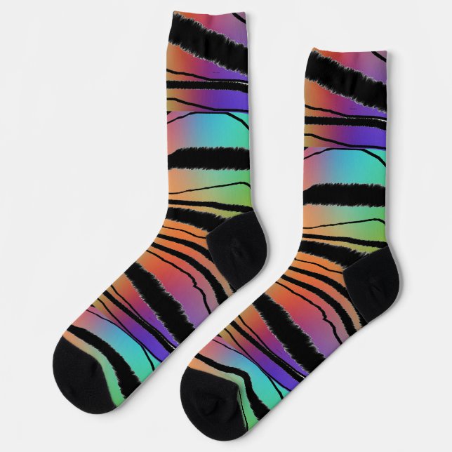 Rainbow Animal Print Premium Crew Socks (Left)