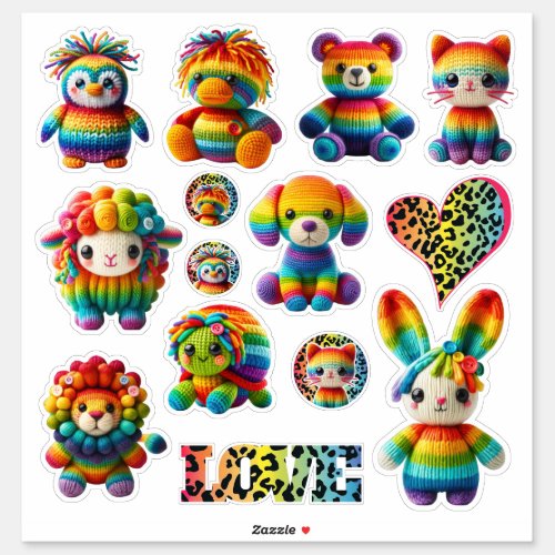 Rainbow Animals and Leopard Print Sticker Sheet