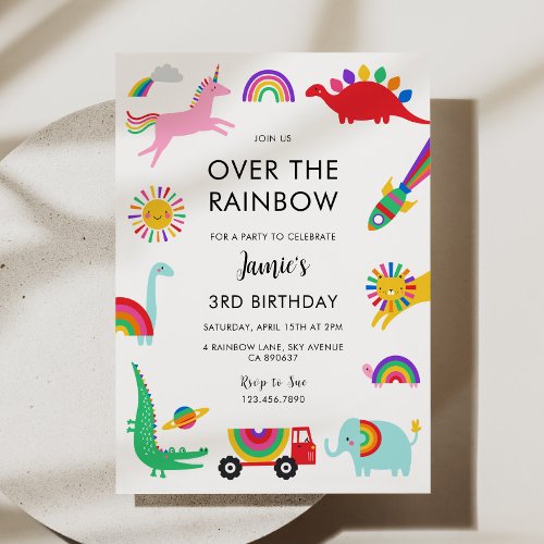 Rainbow Animals Birthday Invitation