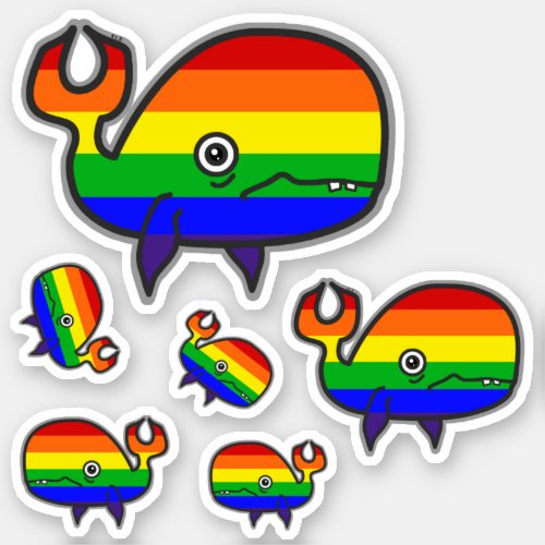 Rainbow Anxious but Proud Whale Sticker Sheet