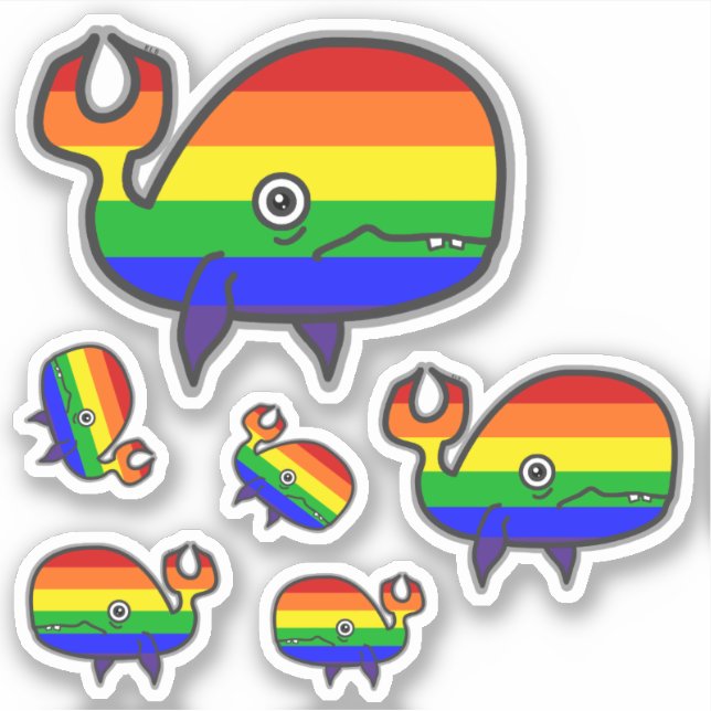 Rainbow Anxious but Proud Whale Sticker Sheet (Front)