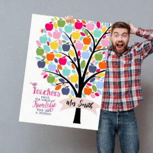 Rainbow Apple Tree Teacher Giant Thank You Card