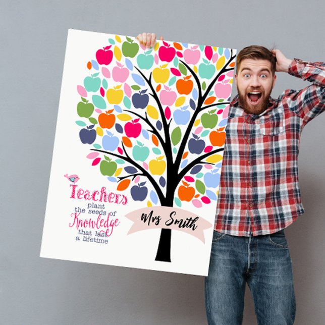 Rainbow Apple Tree Teacher Giant Thank You Card (Creator Uploaded)
