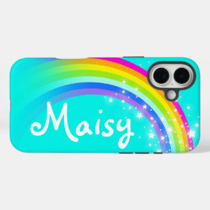 Rainbow aqua green blue colorful name iPhone case