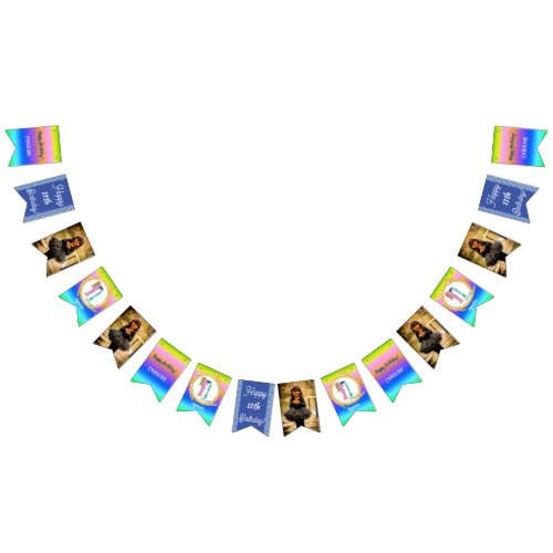 Rainbow Aquarius Glitter Birthday Party Bunting Flags