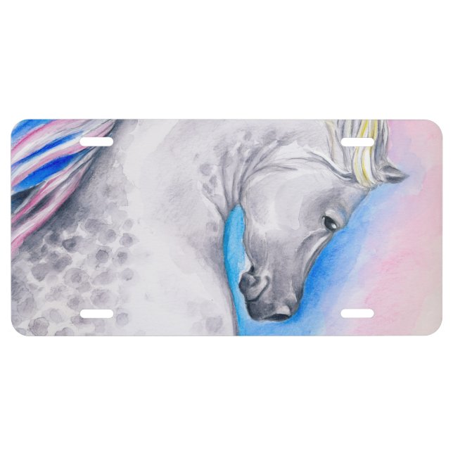 Rainbow Arabian Horse License Plate (Front)