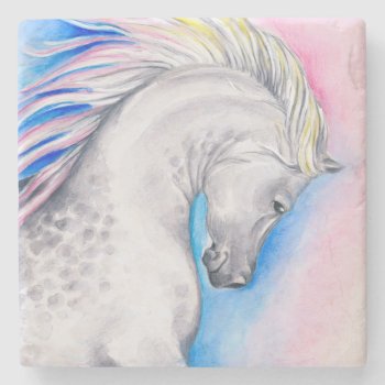 Rainbow Arabian Horse Stone Coaster by EveyArtStore at Zazzle