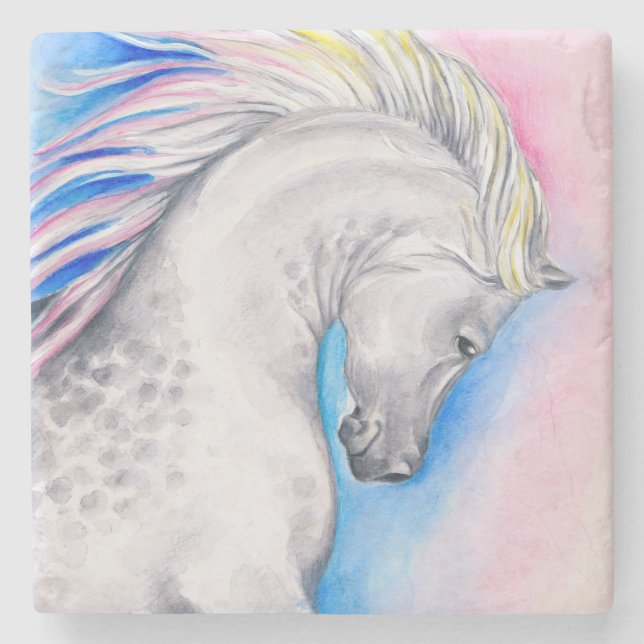 Rainbow Arabian Horse Stone Coaster (Front)