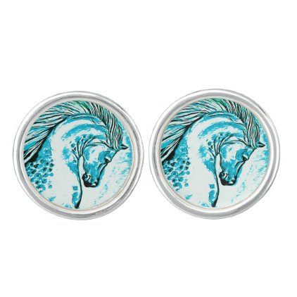 Rainbow Arabian Manga Teal Cufflinks