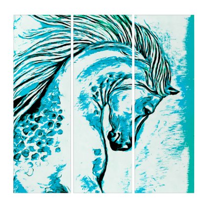 Rainbow Arabian Manga Teal Triptych