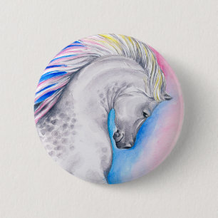 Rainbow Arabian Pinback Button