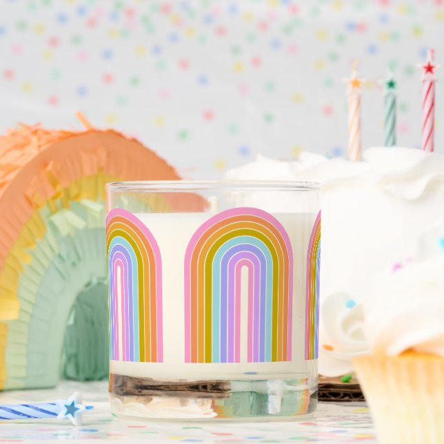 Rainbow arch colourful retro multicolor scented candle (Birthday)