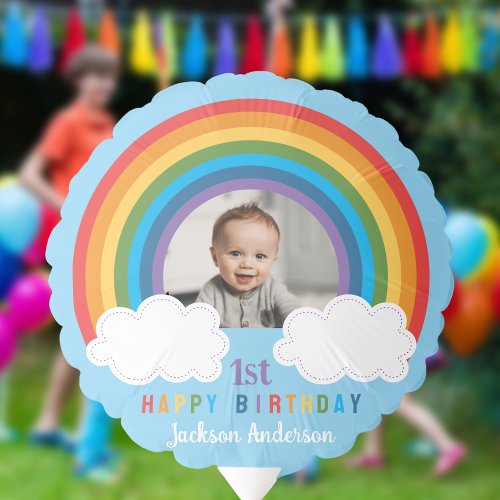 Rainbow Arch Over The Clouds Babys First Birthday Balloon