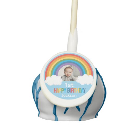 Rainbow Arch Over The Clouds Baby's First Birthday Cake Pops (Front)