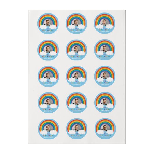 Rainbow Arch Over The Clouds Baby's First Birthday Edible Frosting Rounds (Sheet)