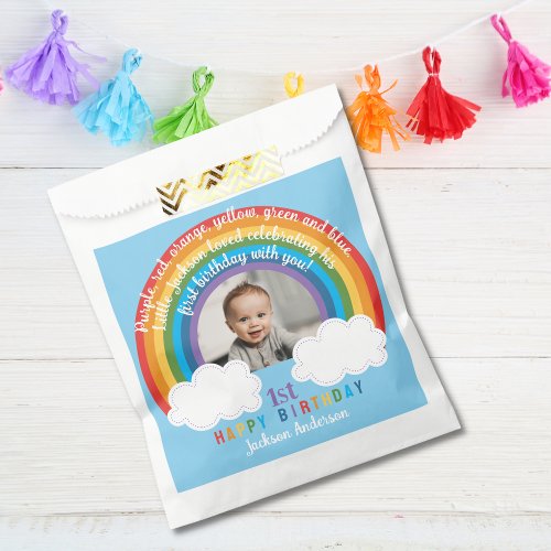 Rainbow Arch Over The Clouds Babys First Birthday Favor Bag