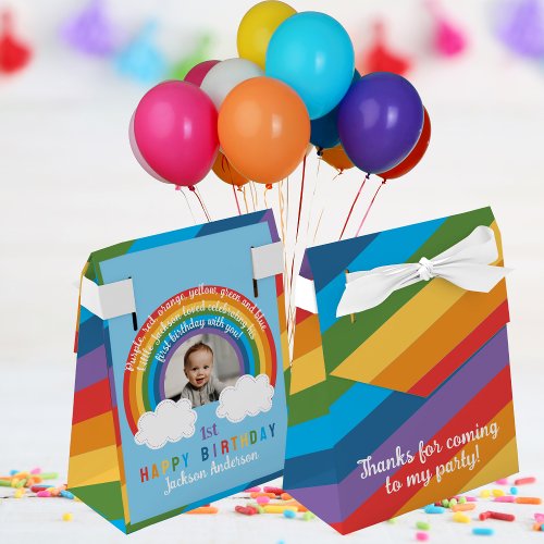 Rainbow Arch Over The Clouds Babys First Birthday Favor Boxes