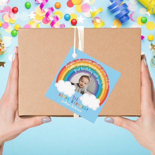 Rainbow Arch Over The Clouds Babys First Birthday Favor Tags