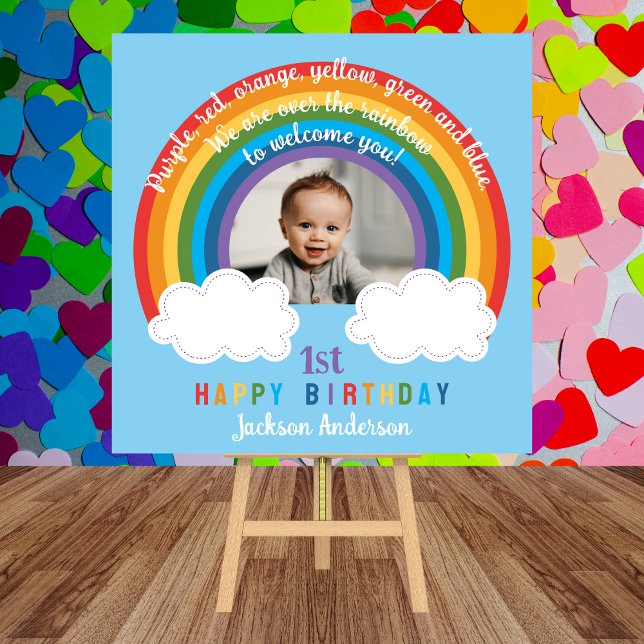 Rainbow Arch Over The Clouds Baby's First Birthday Foam Board (Creator Uploaded)