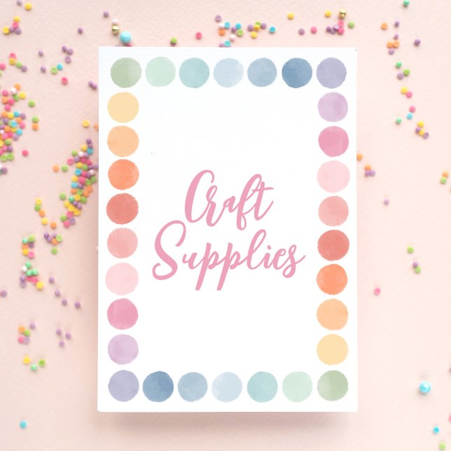 Rainbow Art Birthday Party Craft Supplies Sign (Creator Uploaded)