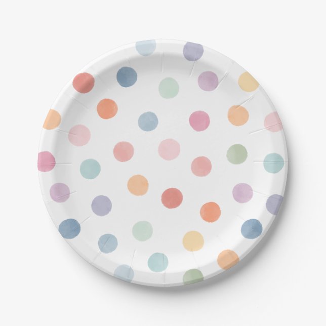 Rainbow Art Birthday Party Paper Plates (Front)