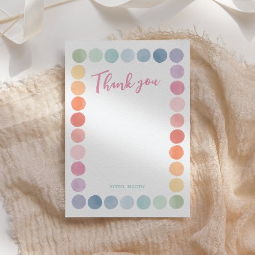 Rainbow Art Birthday Party Thank You Card