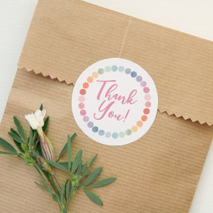 Rainbow Art Birthday Party Thank You Classic Round Sticker